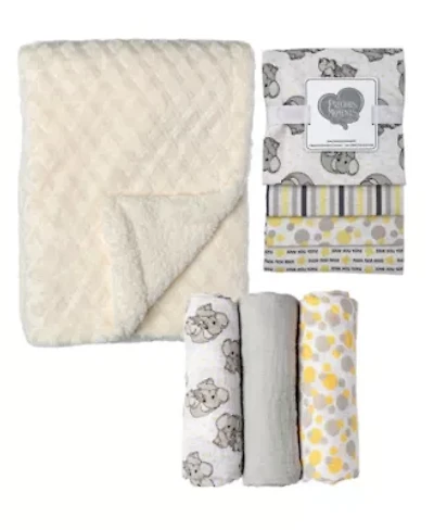 Baby Boys and Baby Girls 8 Piece Elephants Baby Gift Set, Ivory and Yellow