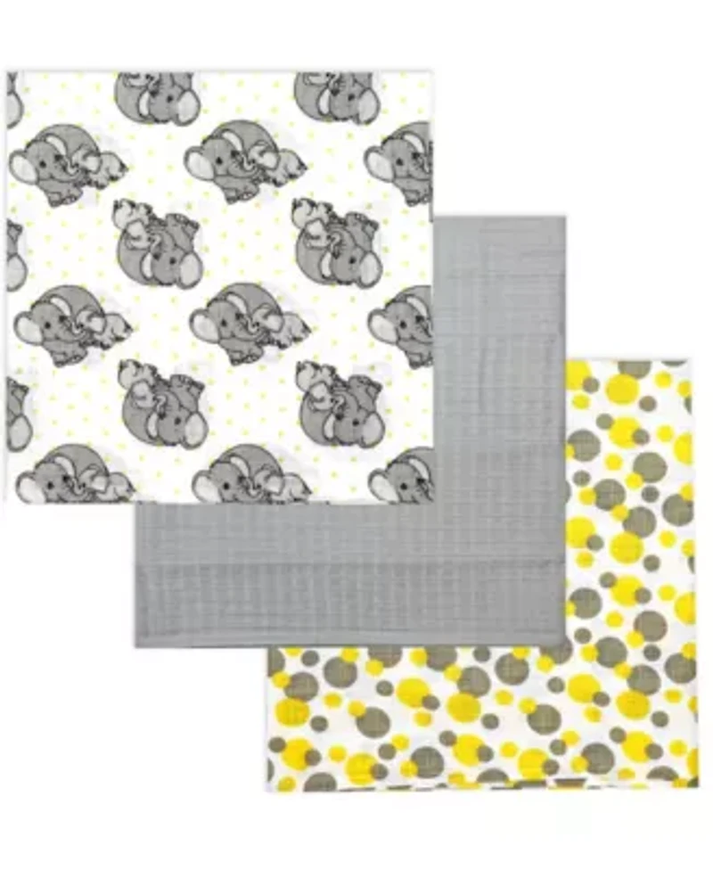 Baby Boys and Baby Girls 8 Piece Elephants Baby Gift Set, Ivory and Yellow