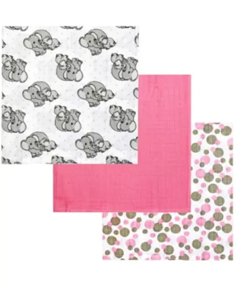 Baby Girls 8 Piece Elephants Baby Gift Set, Bright Pink