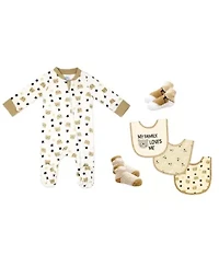 Baby Neutral 6 Piece Footed Sleeper, Bibs, and Socks Set