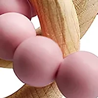 Baby Girls Silicone and Beech Rattle and Pacifier Clip Set