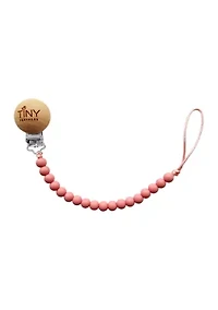 Baby Girls Silicone and Beech Rattle and Pacifier Clip Set