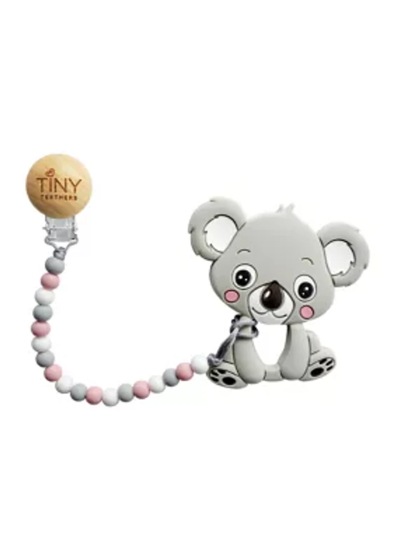 Baby Girls 3 Piece Koala Silicone and Beech Wood Teething Gift Set