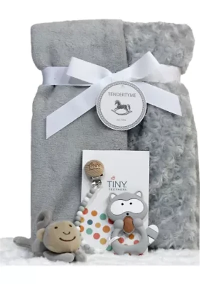 Baby Blanket Gift Set with Pacifier Clip