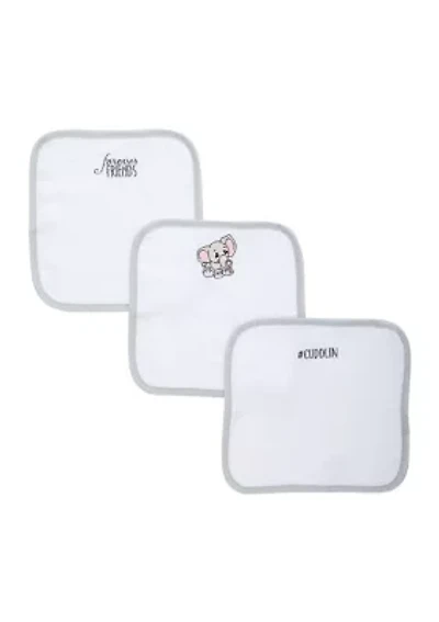Baby Elephant 3 Piece Bath Washcloths
