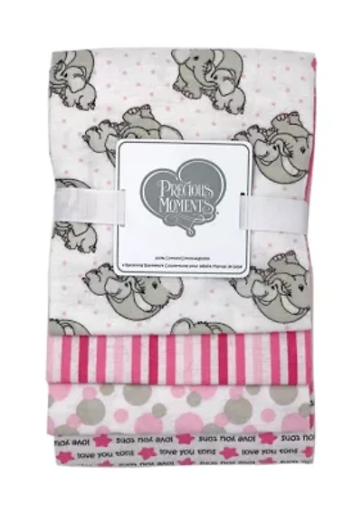 Baby Girls Appliquéd Set of 4 Receiving Blankets