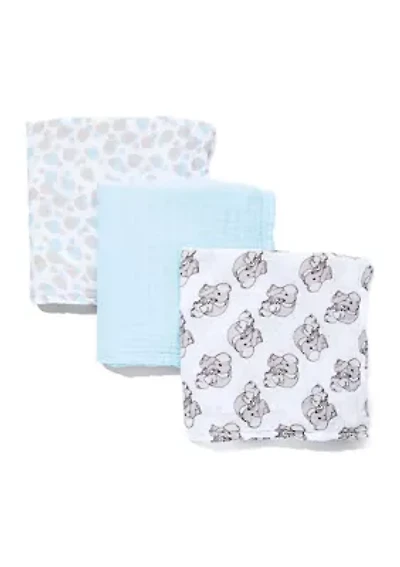 Baby Boys 3 Coordinating Muslin Swaddling Blankets