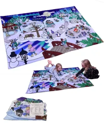 Toddlers and Kids Christmas Seek and Find Interactive Blanket, Winter in The Woodlands Search and Find Blanket