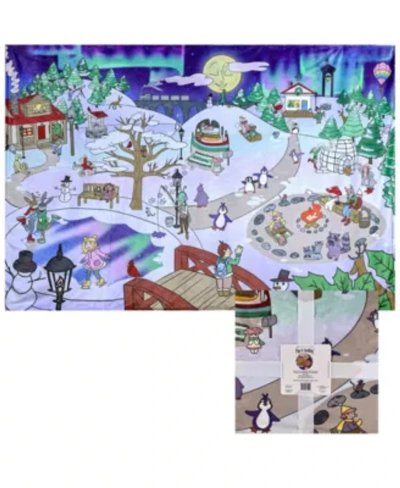 Toddlers and Kids Christmas Seek and Find Interactive Blanket, Winter in The Woodlands Search and Find Blanket