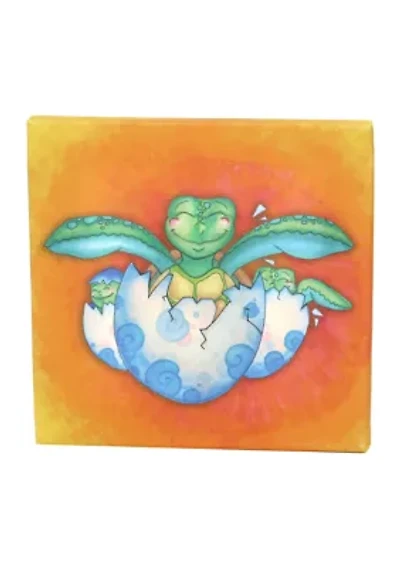Baby Growing Kids Sea Turtle Journey Canvas Wall Art, 3 Hatchlings