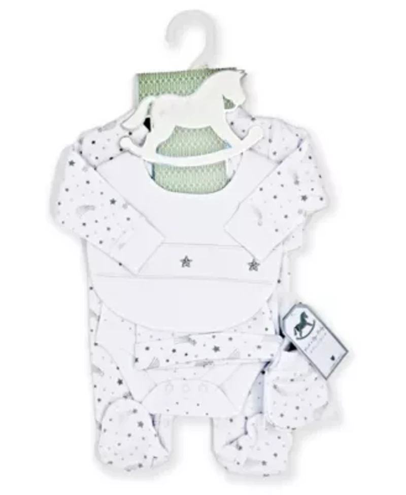 Baby Boys and Girls 5 Piece Stars Layette Gift Set in Mesh Bag