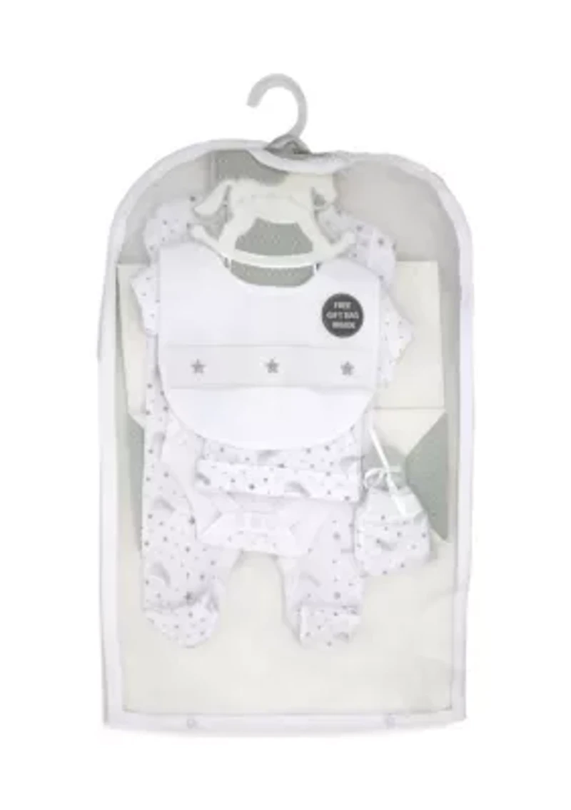 Baby Boys and Girls 5 Piece Stars Layette Gift Set in Mesh Bag