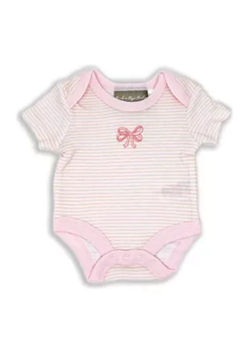 Baby Girls Pink Bow 5 Pc Layette Gift Set in Mesh Bag