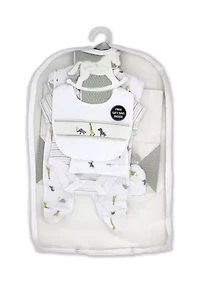 Baby Boys and Girls African Animal 5 Pc Layette Gift Set in Mesh Bag