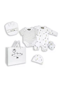 Baby Boys and Girls African Animal 5 Pc Layette Gift Set in Mesh Bag