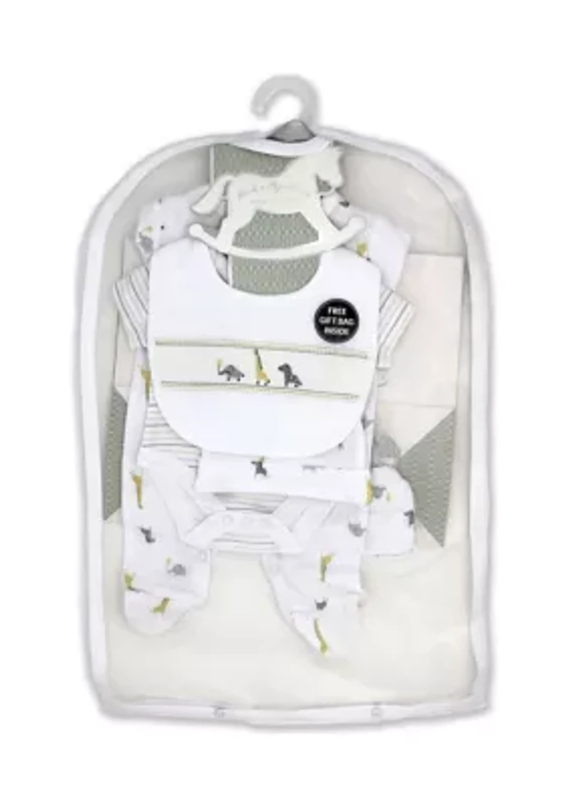 Baby Boys and Girls African Animal 5 Pc Layette Gift Set in Mesh Bag