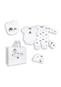 Baby Boys and Girls Elephant Family 5 Pc Layette Gift Set in Mesh Bag