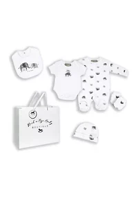 Baby Boys and Girls Elephant Family 5 Pc Layette Gift Set in Mesh Bag