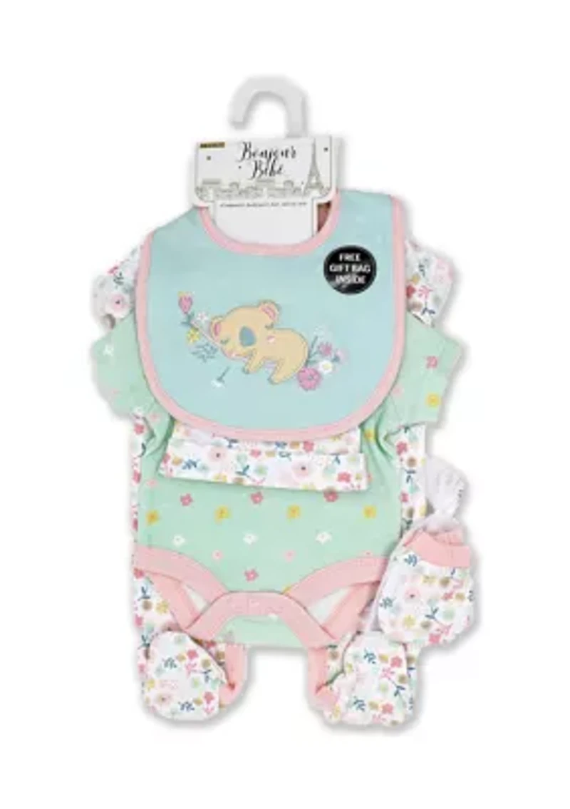 Baby Girls Koala Bear 5 Pc Layette Gift Set in Mesh Bag