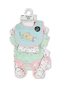 Baby Girls Koala Bear 5 Pc Layette Gift Set in Mesh Bag