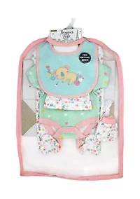Baby Girls Koala Bear 5 Pc Layette Gift Set in Mesh Bag