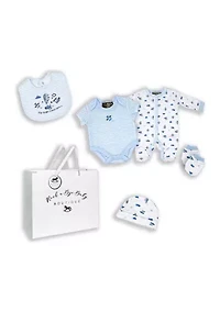 Baby Boys Fly High 5 Pc Layette Gift Set in Mesh Bag