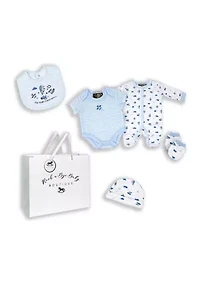Baby Boys Fly High 5 Pc Layette Gift Set in Mesh Bag