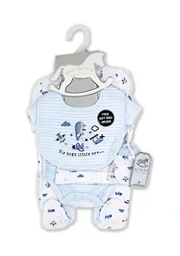 Baby Boys Fly High 5 Pc Layette Gift Set in Mesh Bag