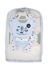 Baby Boys Fly High 5 Pc Layette Gift Set in Mesh Bag