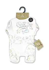 Baby Boys and Girls Our Wonderful World 5 Pc Layette Gift Set in Mesh Bag