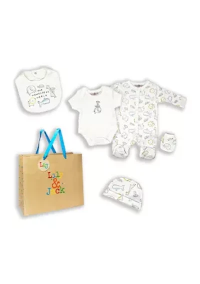 Baby Boys and Girls Our Wonderful World 5 Pc Layette Gift Set in Mesh Bag