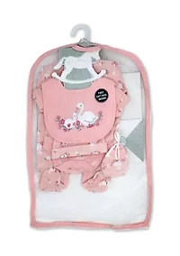 Baby Girls Lovely Swan 5 Pc Layette Gift Set in Mesh Bag