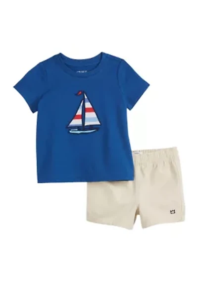 Baby Boys Short Sleeve Appliqué Graphic Set