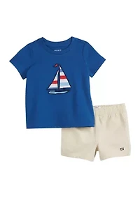 Baby Boys Short Sleeve Appliqué Graphic Set
