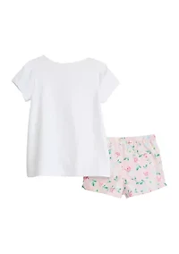 Baby Girls Graphic T-Shirt and Woven Printed Shorts Set