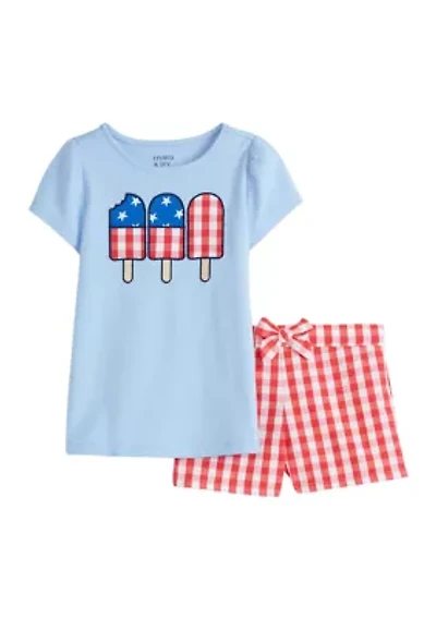 Toddler Girls Patriotic Graphic T-Shirt and Printed Shorts Set