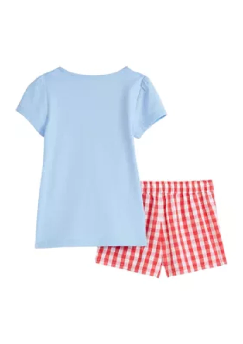 Toddler Girls Patriotic Graphic T-Shirt and Printed Shorts Set