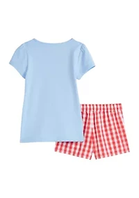 Toddler Girls Patriotic Graphic T-Shirt and Printed Shorts Set