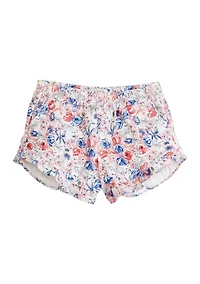 Toddler Girls Printed Stretch Twill Ruffle Shorts
