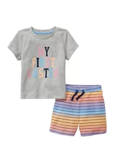 Baby Easter T-Shirt and Striped Shorts Set