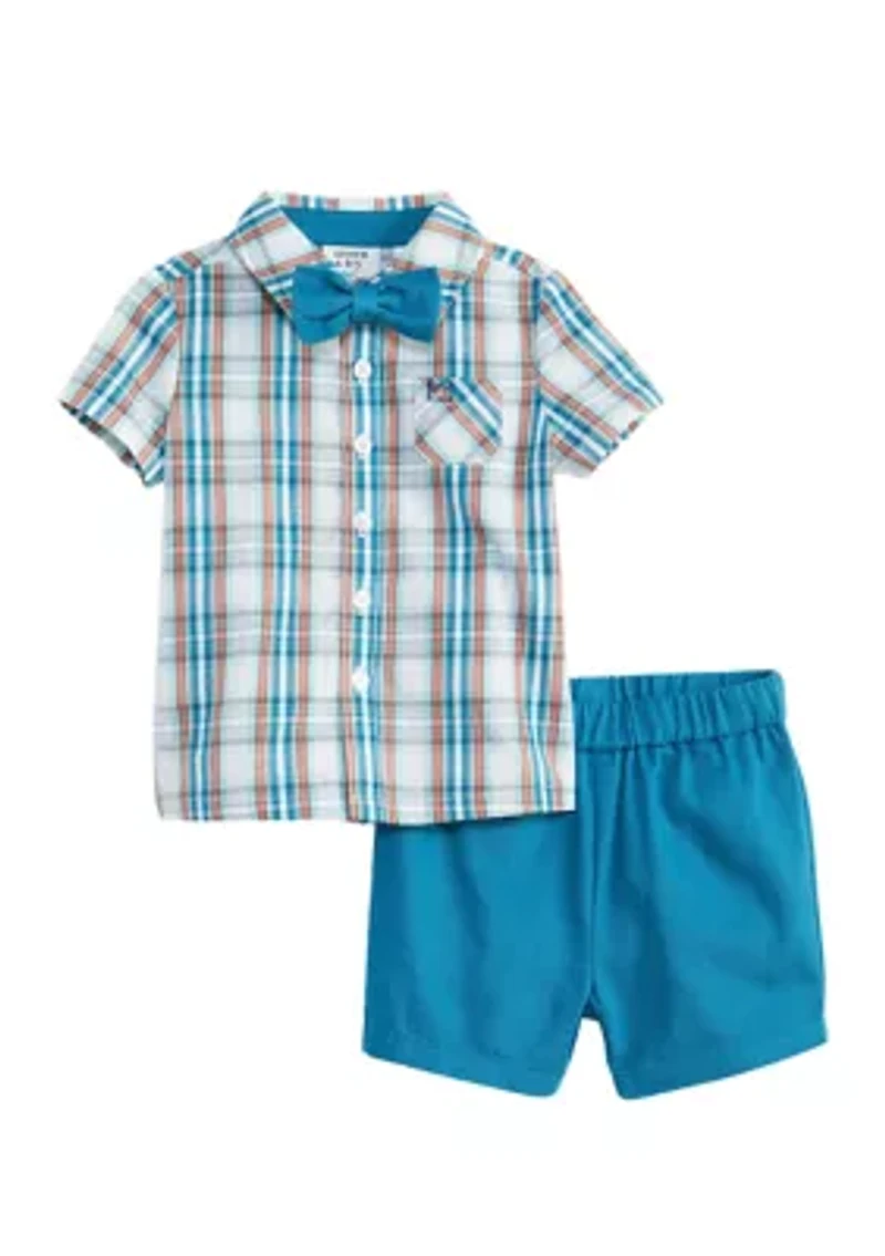 Baby Boys Short Sleeve Plaid Shirt Set