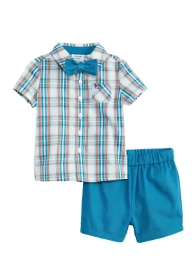 Baby Boys Short Sleeve Plaid Shirt Set