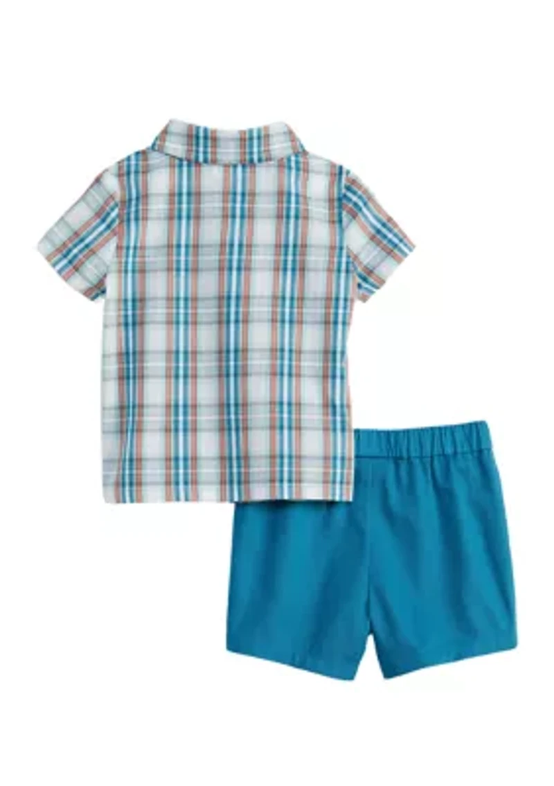 Baby Boys Short Sleeve Plaid Shirt Set