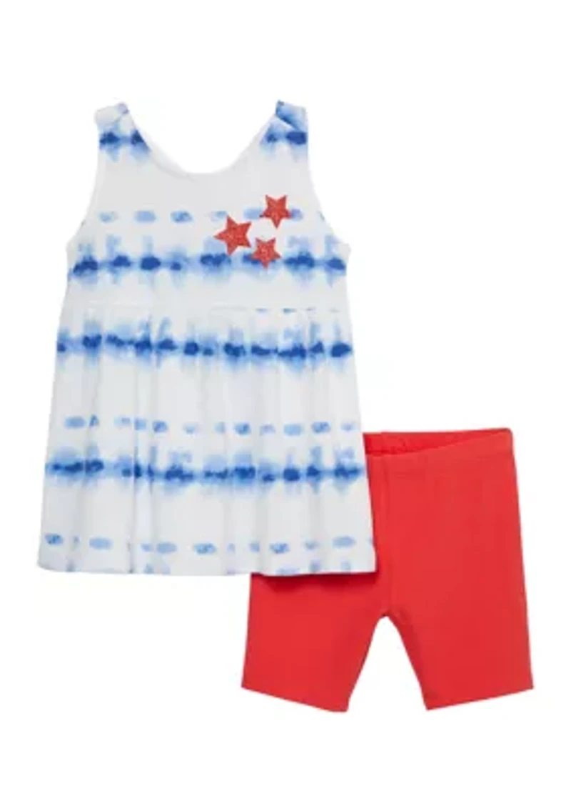 Baby Girls Americana Dress with Bike Shorts Set