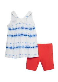Baby Girls Americana Dress with Bike Shorts Set