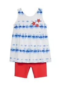 Baby Girls Americana Dress with Bike Shorts Set