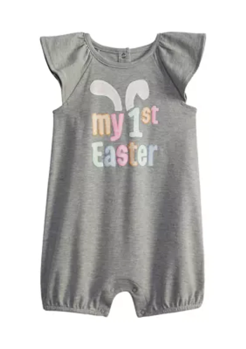 Baby Girls Flutter Sleeve Graphic One-Piece Playsuit