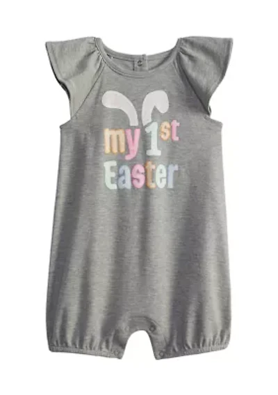 Baby Girls Flutter Sleeve Graphic One-Piece Playsuit
