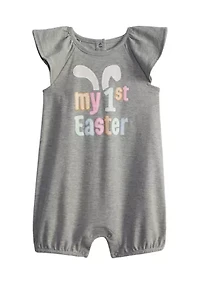 Baby Girls Flutter Sleeve Graphic One-Piece Playsuit