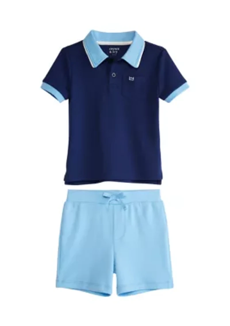 Toddler Boys Short Sleeve Polo Shirt and Shorts Set